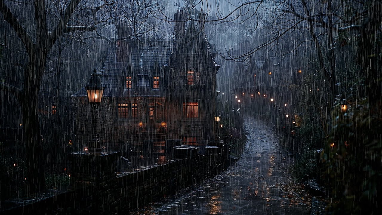 Sleep Right Away in Rainy Night - Sounds Pouring Rain on Street and Thunderstorms in Foggy Forest