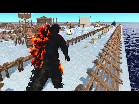 Burning Godzilla Seawater Death Run - Animal Revolt Battle Simulator