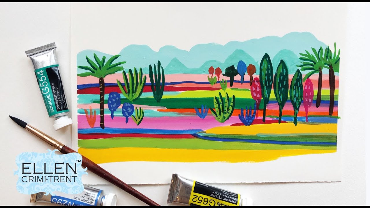 Gouache Painting Tutorial- Abstract Landscape
