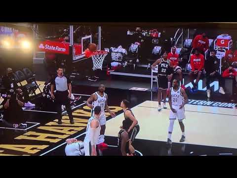 Pat Connaughton gets hit in Nuts on this play by Bogdanovic is down Bucks vs Atlanta Hawks Game 6