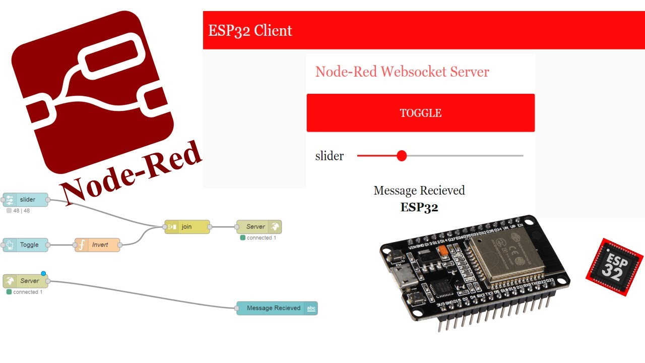 Node-red Websocket Server with ESP32 Websocket Client | Node-Red Websocket Communication with ESP32