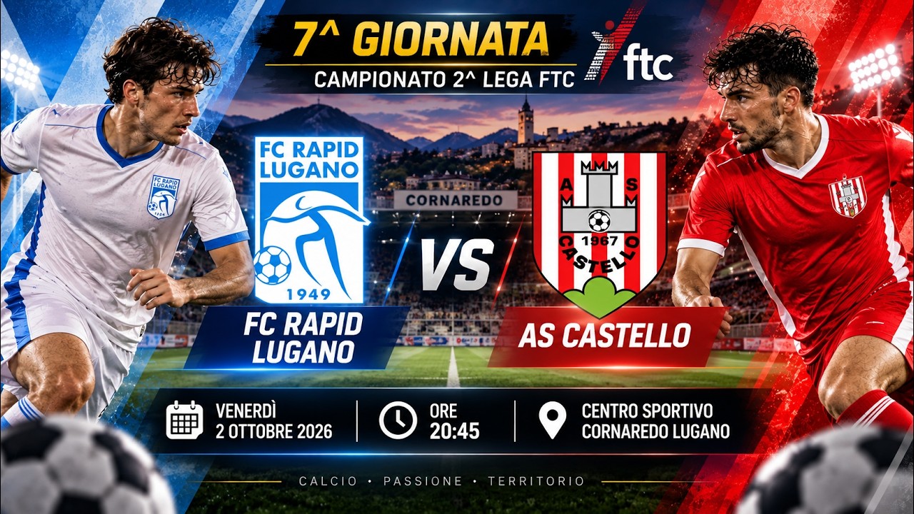 🔴 LIVE | FC Rapid Lugano vs AS Castello | 7ª Giornata – 2ª Lega Regionale | FTC #swissfootball