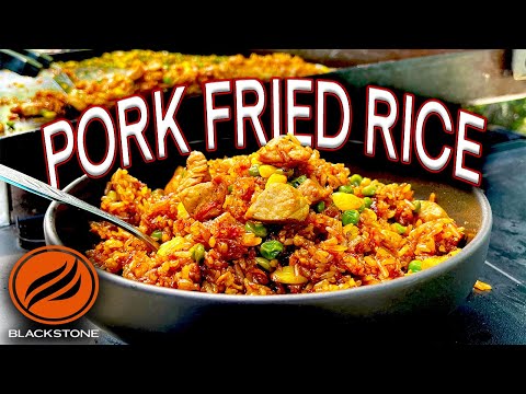 HOW TO MAKE AMAZING PORK FRIED RICE ON THE BLACKSTONE GRIDDLE! EASY RECIPE
