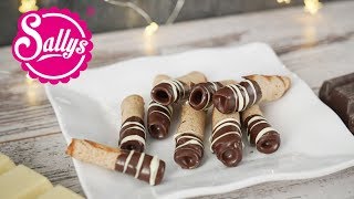 Knusprige Waffelröllchen / Zimtrollen / crunchy Cinnamon Rolls / Sallys Welt