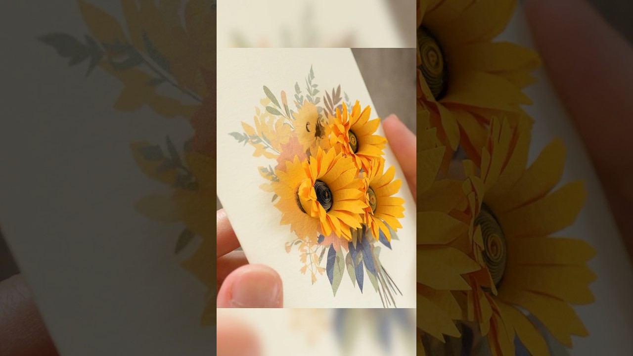 紙をくるくる巻いてヒマワリの花🌻 Paper Sunflowers #向日葵 #ペーパーフラワー #夏の花