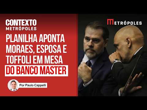 Planilha aponta Moraes, esposa e Toffoli em mesa do Banco Master