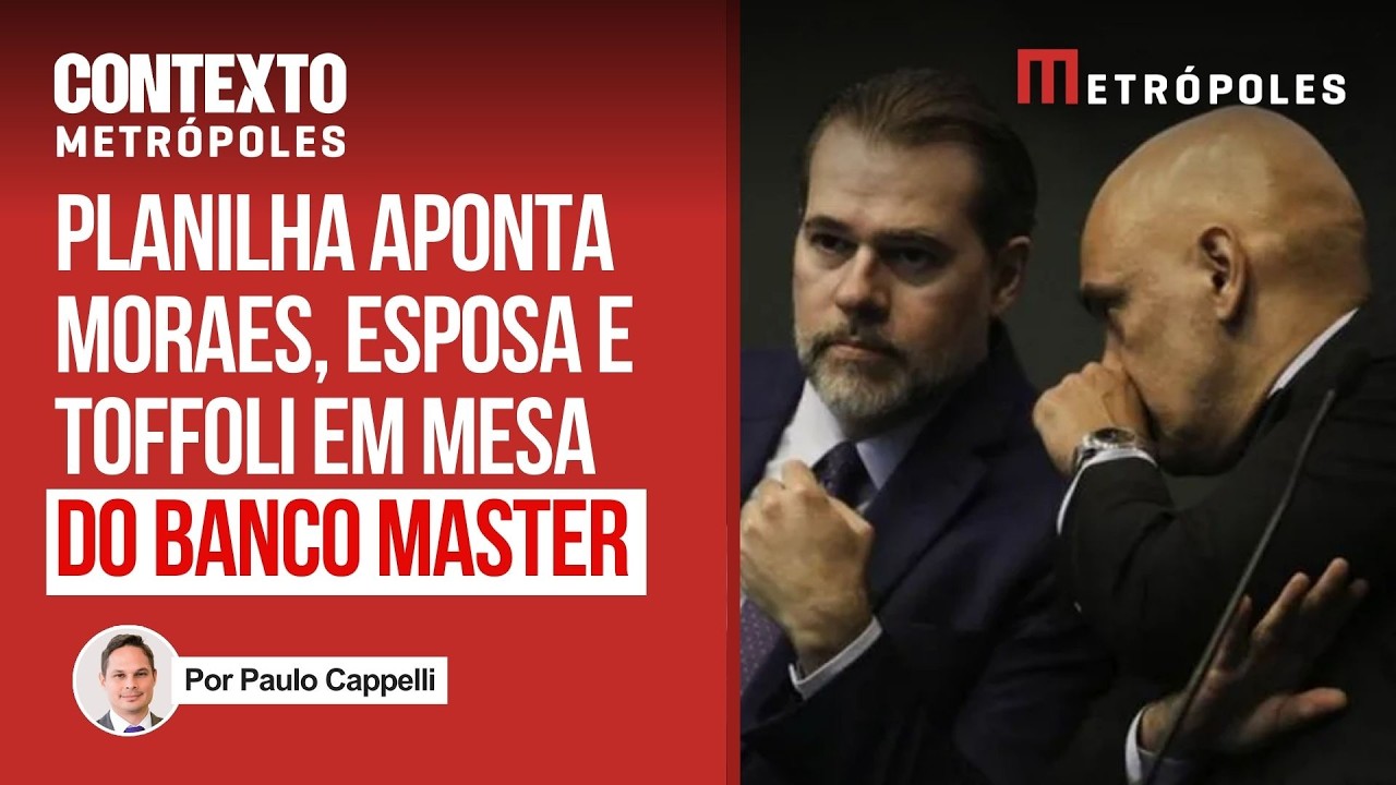 Planilha aponta Moraes, esposa e Toffoli em mesa do Banco Master