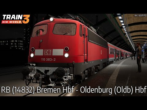 RB (14832) Bremen Hbf - Oldenburg (Oldb) Hbf - Bahnstrecke Bremen - Oldenburg - BR 110.3 - TSW3