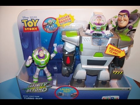DISNEY TOY STORY BUZZ LIGHTYEAR TURBO SUIT w/ LAUNCHING FIST ACTION FIGURE TOY REVIEW
