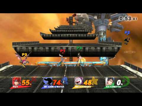 Super Smash Bros Wii U Online Battle Roy vs. Mr. Game & Watch vs. Meta Knight vs. Bayonetta