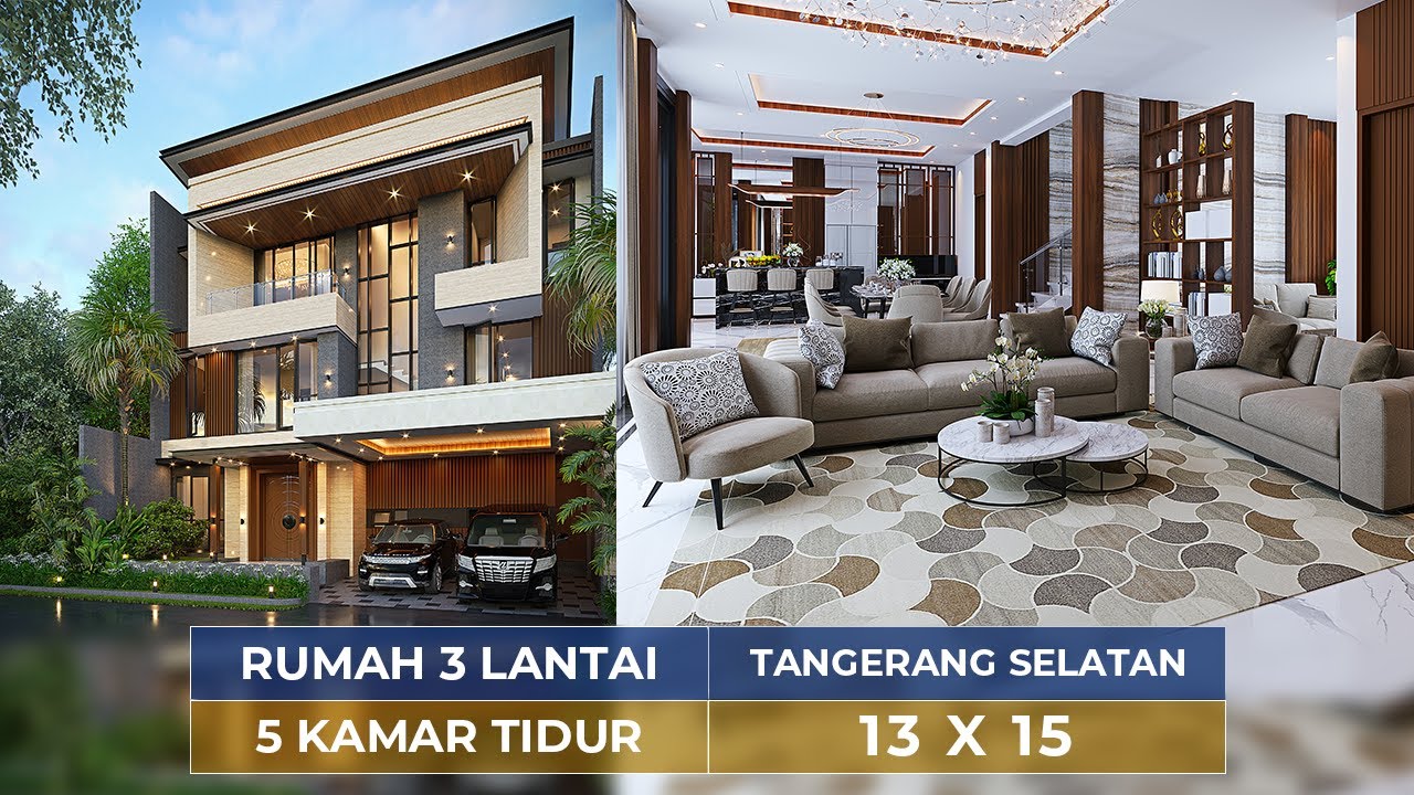 Video 3D Desain Rumah Modern 3 Lantai Ibu WTA 1508 - Tangerang Selatan