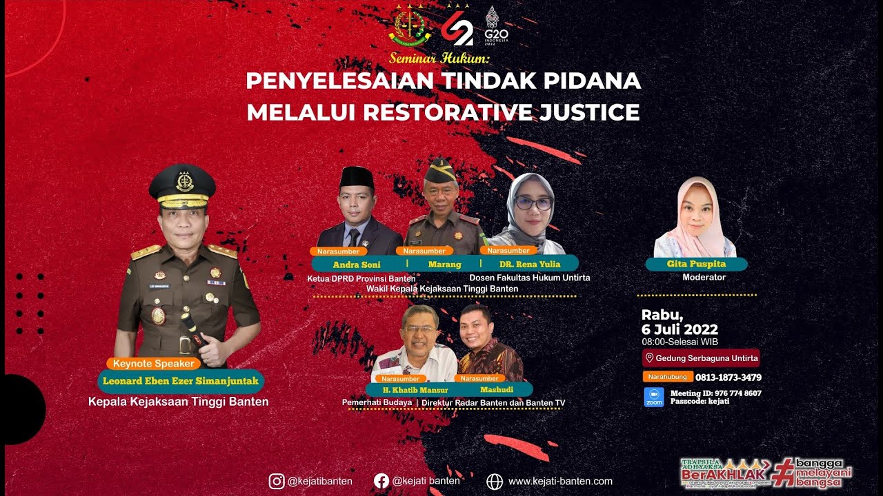 Seminar Restorative Justice, Kajati Banten Berharap Mahasiswa Hukum Untirta Jadi Petinggi Kajati