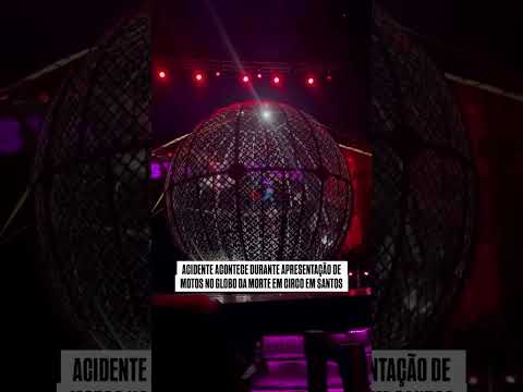 Acidente acontece durante apresentação de motos no globo da morte em circo em Santos.