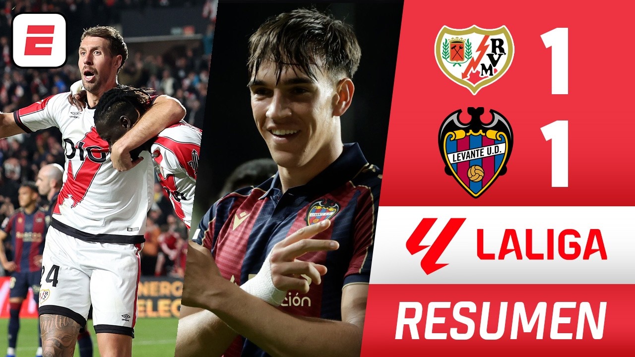 RAYO VALLECANO, con uno menos y sobre la hora, RESCATÓ EL EMPATE 1-1 vs LEVANTE | La Liga | Resumen