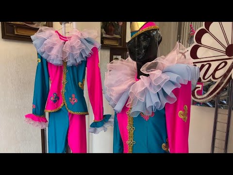 Costum de balet Păpușă Arlechin Spărgător de nuci F 0035 - video 2