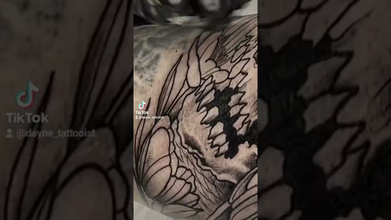neotraditional owl skull tattoo #tattoo #tattooartist #neotraditionaltattoo #skulltattoo #timelapse