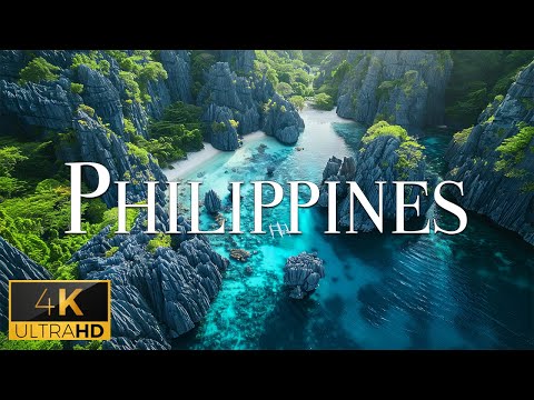 FLYING OVER PHILIPPINES (4K Video UHD) - Calming Music With Beautiful Nature Video For Relaxation