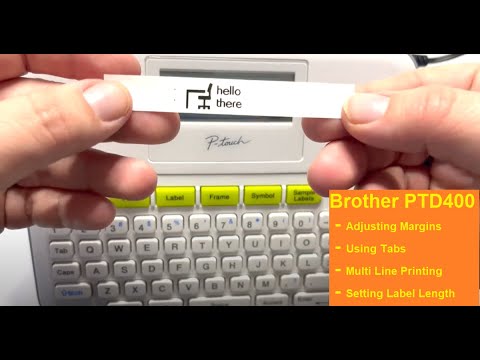 Ajuste de margens, configuração do comprimento da etiqueta, uso de divisórias e impressão multilinha com seu Brother PTD400.