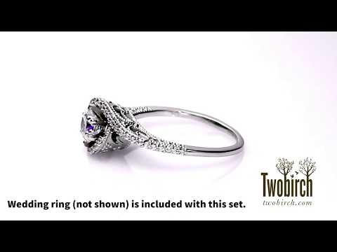 Bypass Halo Engagement Ring Bridal Set (2 Rings) (0.88 Ct. Twt.)-TwoBirch-ST-ENG-208-WG-DH