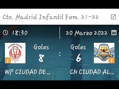 INFANTIL FEMENINO WP CIUDAD DE RIVAS VS CN CIUDAD ALCORCÓN 20/03/2022