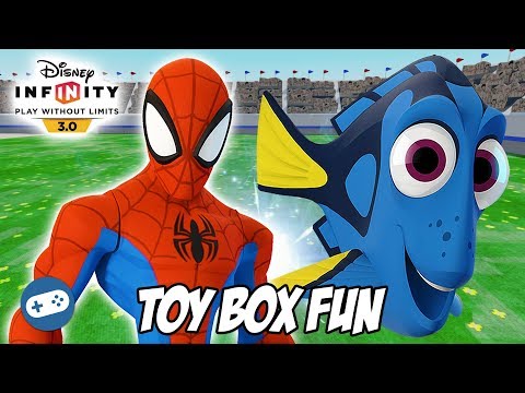 Spiderman and Dory Disney Infinity 3.0 Toy Box Fun Gameplay