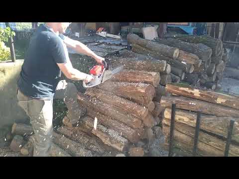 chainsaw GREENCUT GS620X 62cc 3.8hp test cutting firewood