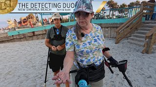 Finding Silver and Gold Earrings Metal Detecting New Smyrna Beach Florida | The Detecting Duo