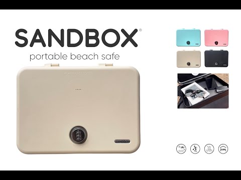 New Sandbox alarm protected beach lockbox with fold-out sand anchor.