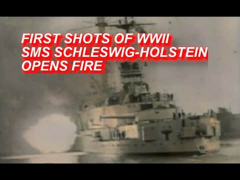 The First Shots of WWII - SMS Schleswig-Holstein opens fire on Danzig [ Original German Film Reel ]