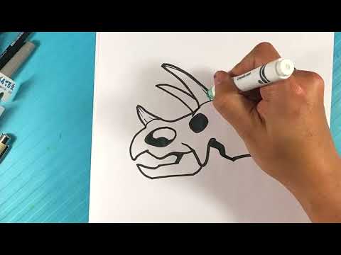 EASY How to Draw DINOSAUR SKULL - Triceratops
