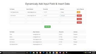 how to Add Remove Input Field & Insert Data using PHP MySql Jquery [Shajedul Shawon]