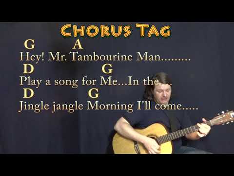 Mr. Tambourine Man (Bob Dylan) Strum Guitar Cover Lesson in D with Chords/Lyrics