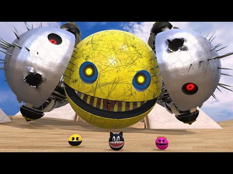 ROBOT PACMAN & MS-PACMAN VS OMICRON & SPIKY MONSTER & CARTOON CAT v246