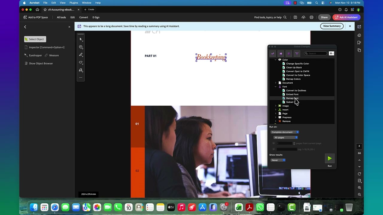 Enfocus Pitstop Pro 25.11- how to change font in a multiple document