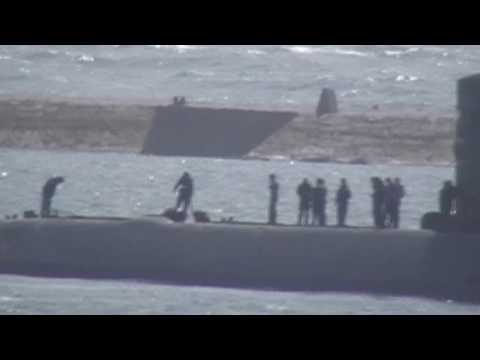 Submarine Plymouth Sound, Devon, England  Videoed From MV Pont Aven 16th July 2010