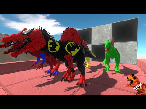 BATMAN SPINOSAURUS vs SUPERMAN SPINOSAURUS DEATH RUN - Animal Revolt Battle Simulator