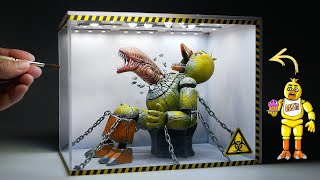 Diorama of FNaF Chica with Alien Chestbuster in the Laboratory