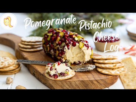 Pomegranate Pistachio Cheese Log | plant-based, vegan