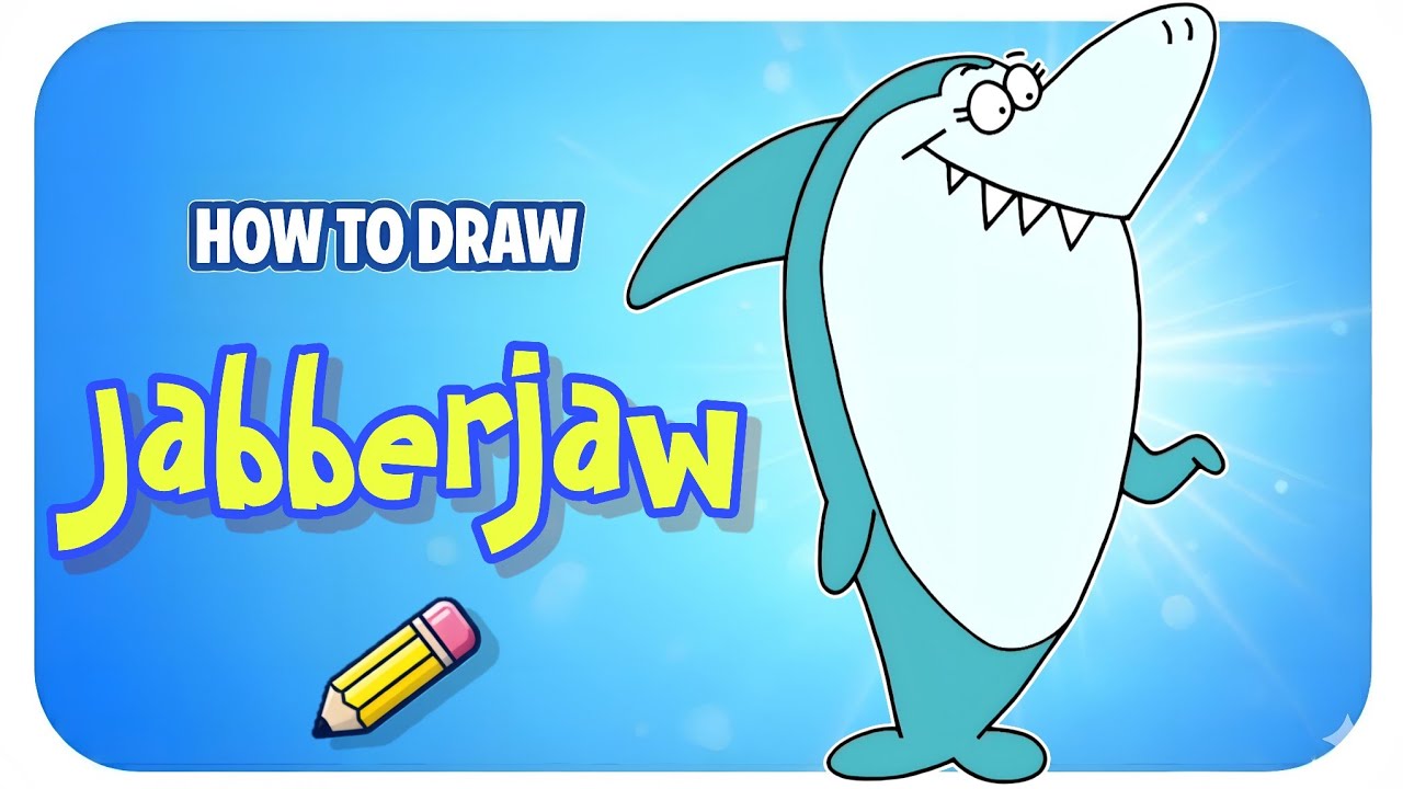 how to draw Jabberjaw from Jellystone step by step
