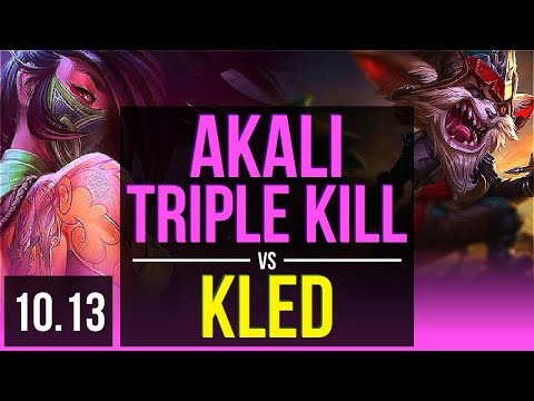 AKALI vs KLED (MID) | Triple Kill, KDA 8/0/3, 2 early solo kills, Legendary | KR Diamond | v10.13