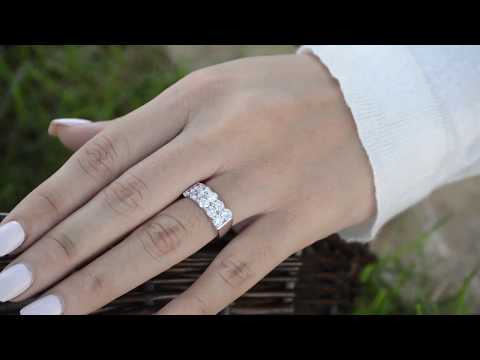 2.04 Ct. Four Row Wide Domed Anniversary Ring - TwoBirch TB-WR-0228-WG-P