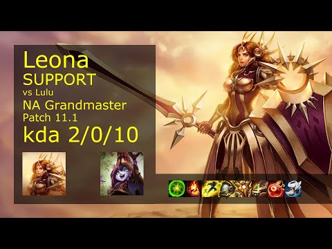 Leona Support vs Lulu - NA Grandmaster 2/0/10 Patch 11.1 Gameplay