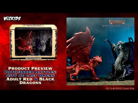 Product Preview! Pathfinder Battles: City of Lost Omens- Adult Red and Black Dragons Premium Set