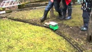 preview picture of video '16mm Narrow Gauge Penrhyn Large Quarry Hunslet visits Brambleton 13 April 2013'