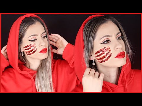 CAPERUCITA ROJA PARA HALLOWEEN FACIL Y RAPIDO | HERIDA FALSA EN LA CARA | NatyGloss