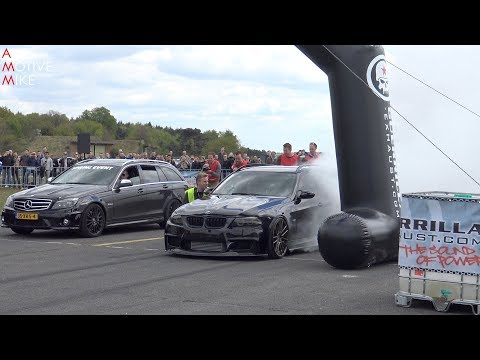 DRAG RACE: 900HP BMW 335i (E91) w/ Akrapovic Exhaust + BURNOUTS