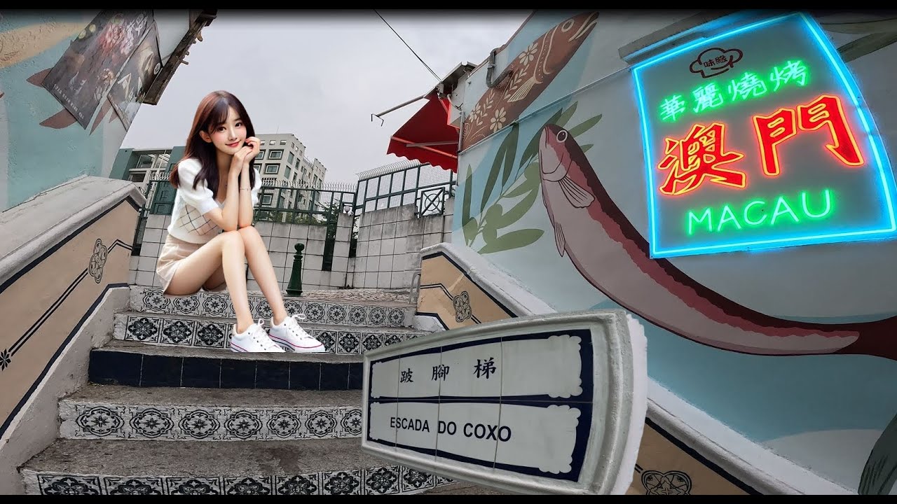 Discover the traditional Portuguese-style stone steps Escada do Coxo in Macau