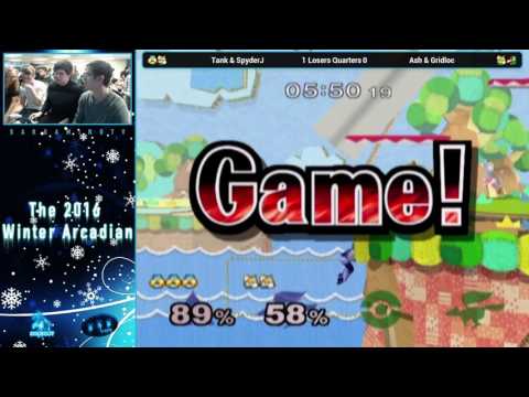 Winter 2016 Melee Arcadian Doubles Losers Quarters - Tank & SpyderJ vs Ash & Gridloc