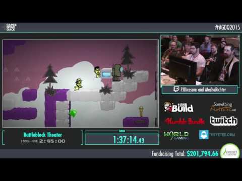AGDQ BattleBlock Theater Speed Run: PJ and Mecha Richter (Funny Momments)