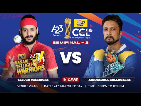 CCL 2023 Live - Semi-final 2 | Telugu Warriors vs Karnataka Bulldozers | #A23Rummy #HappyHappyCCL